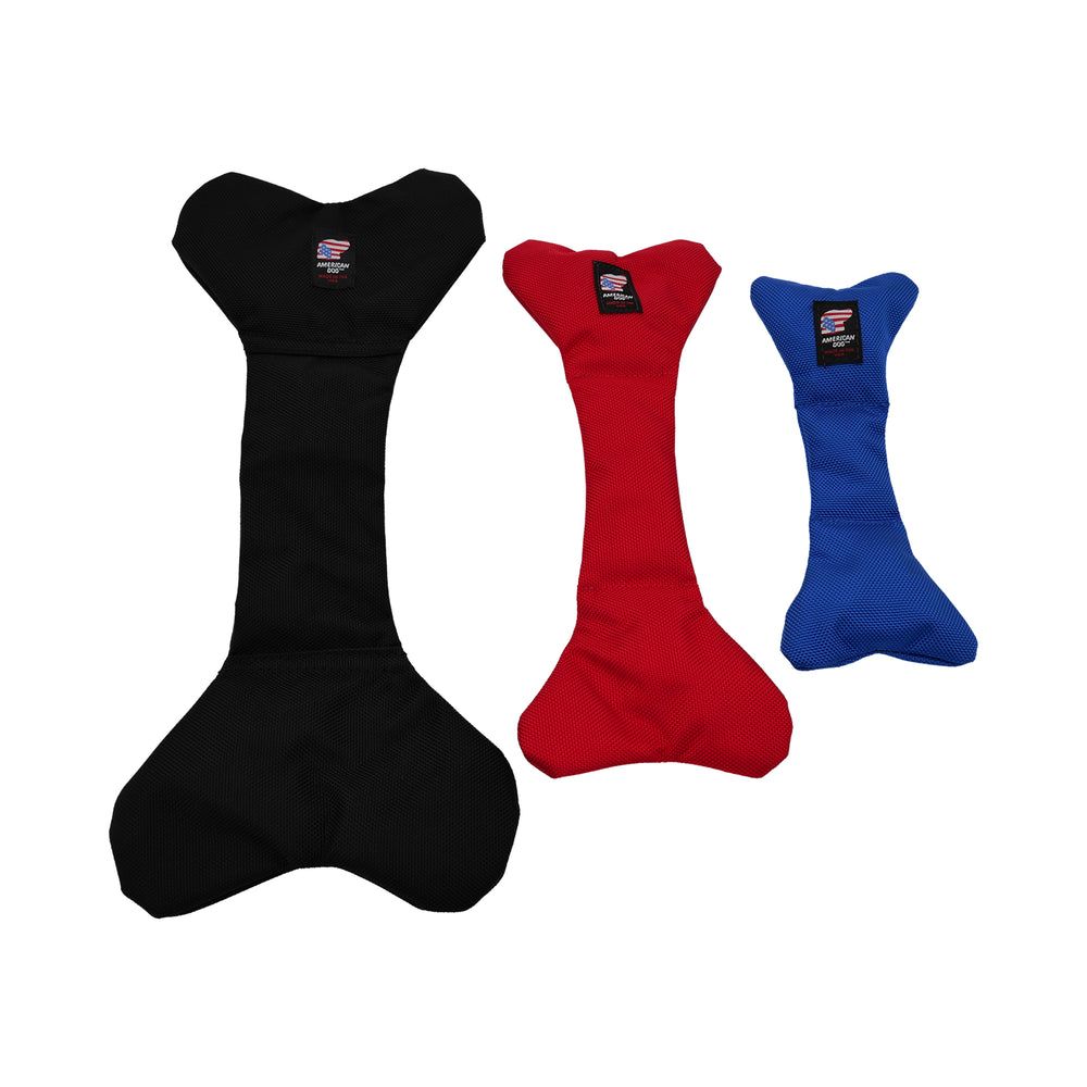 Bad To Da Bone in all three sizes: black Large, red Medium and royal blue Small