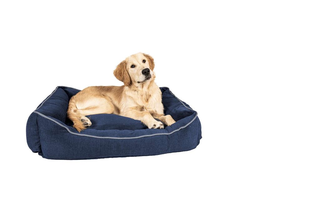 Chenille Lounger Bed in Blue with grey
