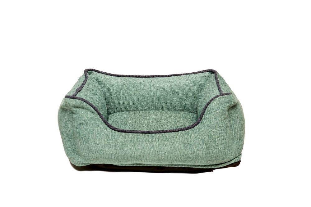 Chenille Lounger Bed in Green with blue