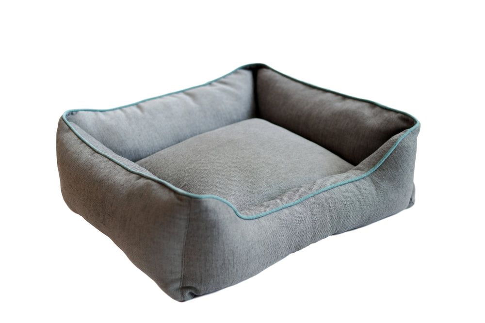 Chenille Lounger Bed in Grey with green