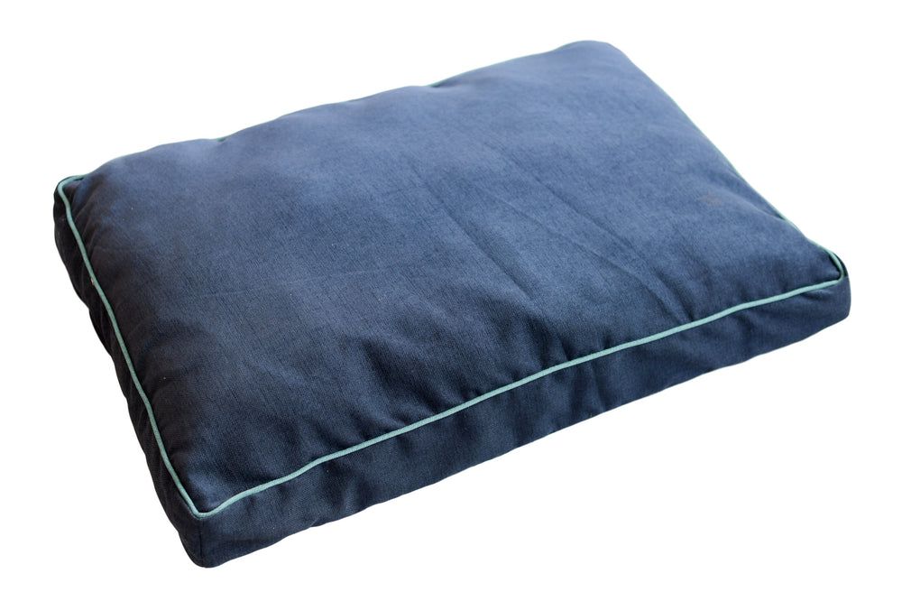 Chenille Rectangle Bed in Blue with green