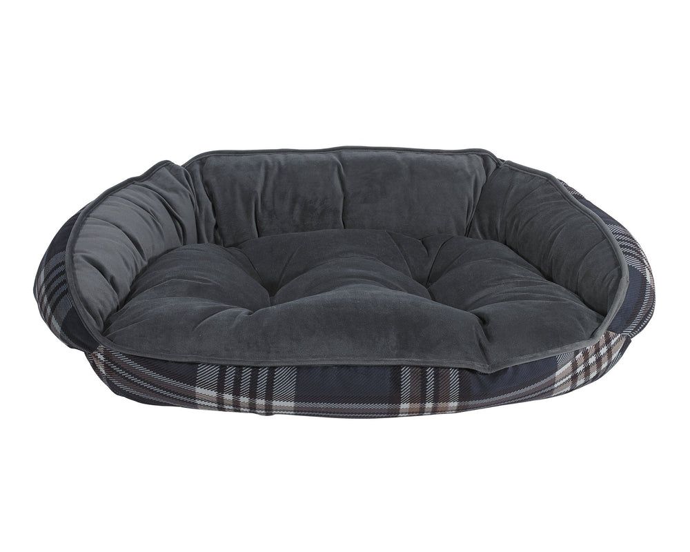 Crescent Bed Outer Cover & Cushion in Greystone Tartan / Ash