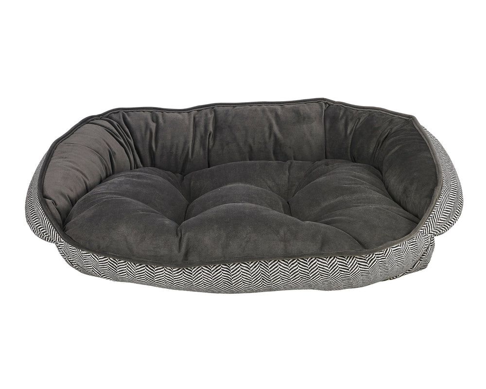 Crescent Bed Outer Cover & Cushion in Herringbone / Ash