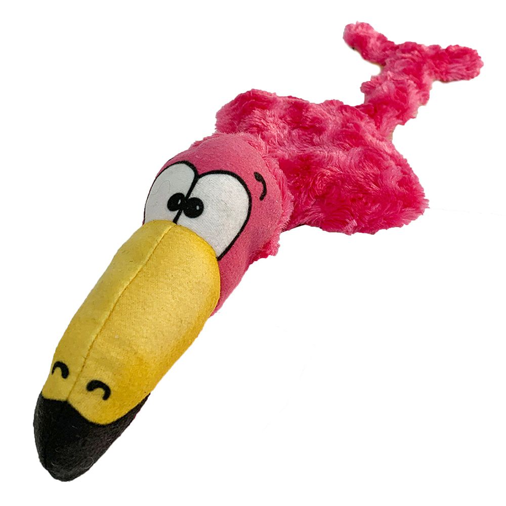 Flora the Flamingo, a pink flamingo with a yellow and black beak