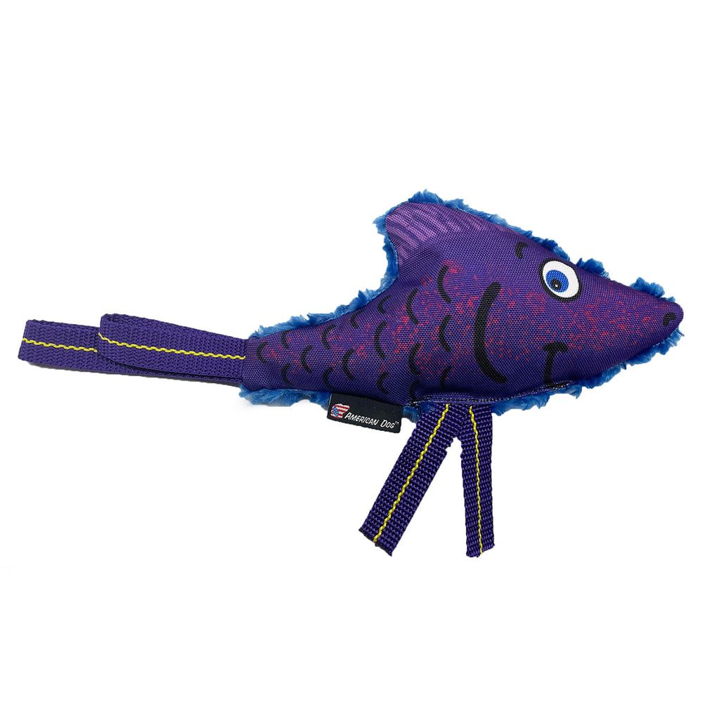 Flyin’ Fish, purple nylon with blue fleece trim and webbing straps