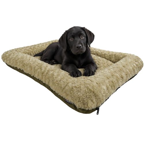Furvana™ Cloud Bolster Bed in Black, with a dog on it