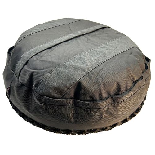 Furvana™ Round Bolster Bed in Black, underside with the non-skid base