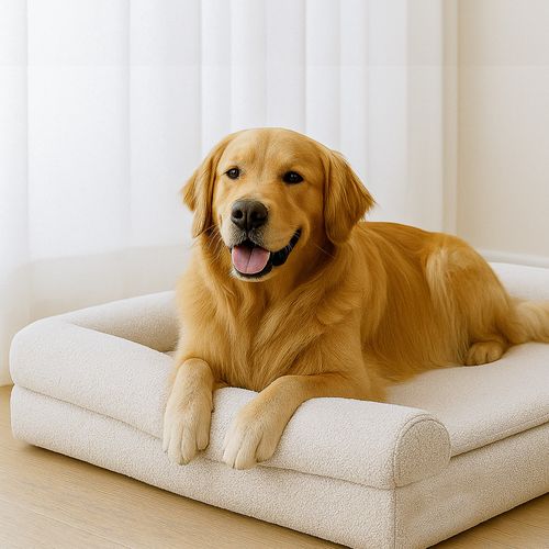 PupLuxe™ Bouclé 3-Bolster Bed in Cream Bouclé