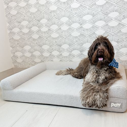 PupLuxe™ Bouclé 3-Bolster Bed in Grey Bouclé