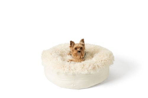 PupPouf™ Faux Fur Donut Bed in Plush Sheep Ivory