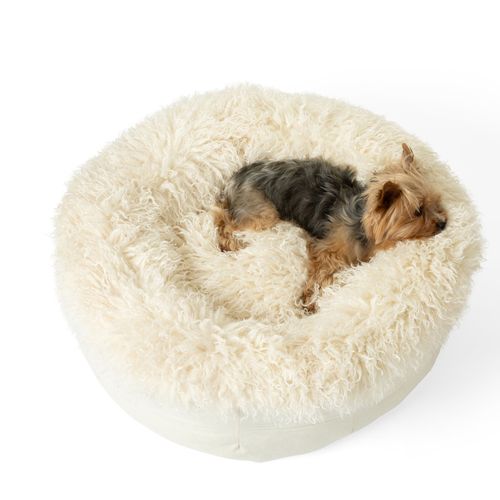 PupPouf™ Faux Fur Donut Bed in Plush Sheep Ivory