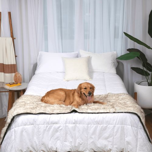 PupProtector™ Waterproof Bed Runner in White with Brown Accents