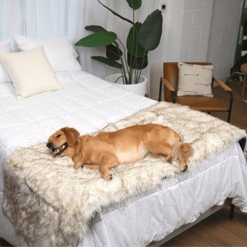 PupProtector™ Waterproof Bed Runner in White with Brown Accents
