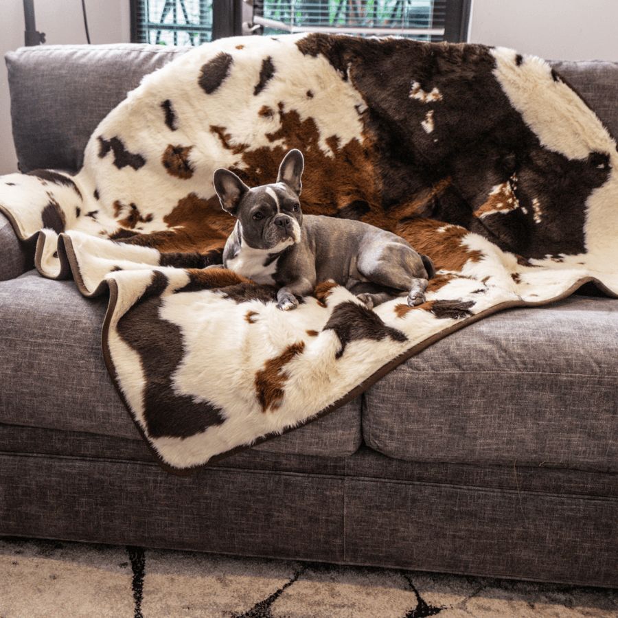 PupProtector™ Waterproof Throw Blanket in Brown Faux Cowhide