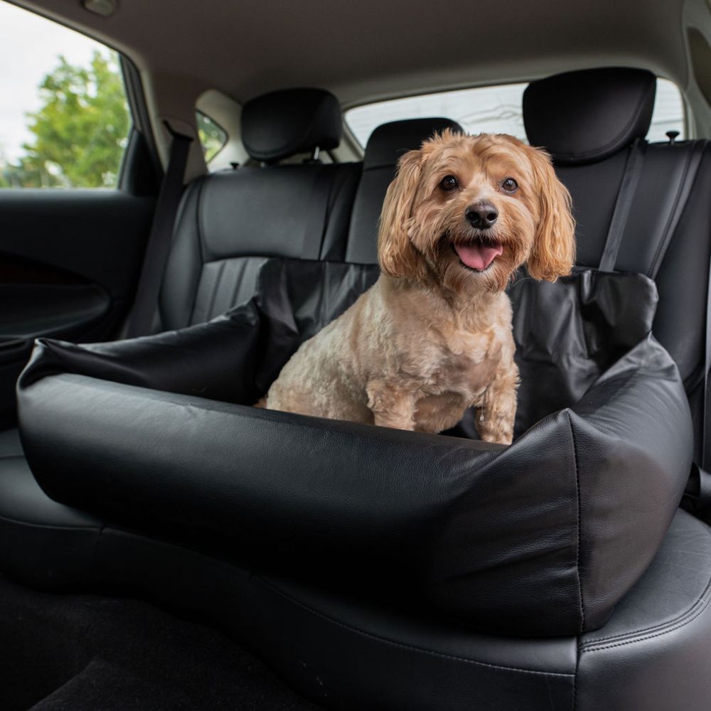 PupProtector™ Vegan Leather Car Bed in Black