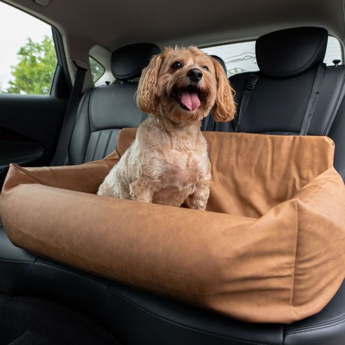 PupProtector™ Vegan Leather Car Bed in Camel