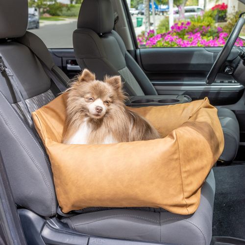 PupProtector™ Vegan Leather Car Bed in Camel