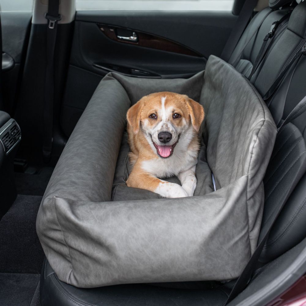 PupProtector™ Vegan Leather Car Bed in Slate Gray