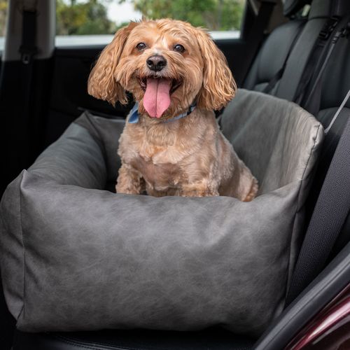 PupProtector™ Vegan Leather Car Bed in Slate Gray