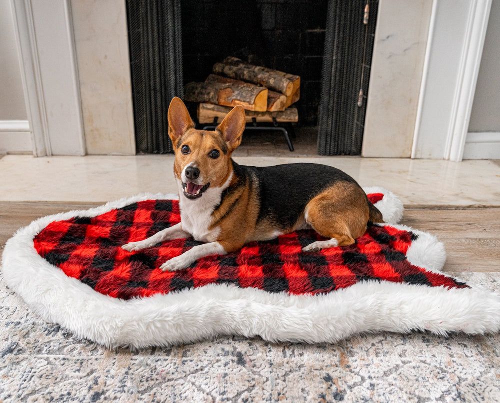 PupRug® Faux Fur Bed Cover in Red & Black Plaid