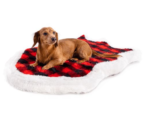 PupRug® Faux Fur Bed Cover in Red & Black Plaid