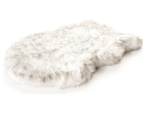 PupRug® Faux Fur Bed Cover in White with Brown Accents