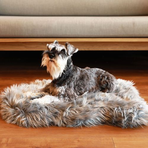 PupRug® Faux Fur Orthopedic Bed in Charcoal Grey
