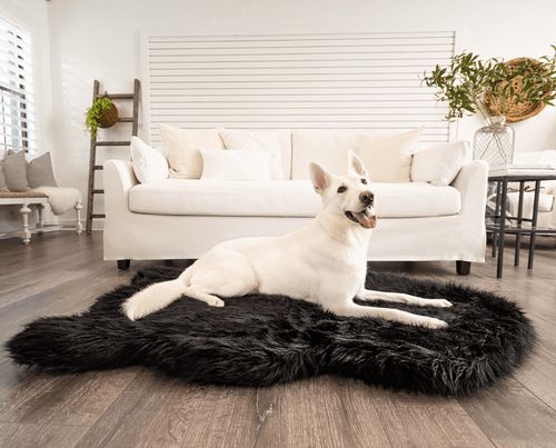 PupRug® Faux Fur Orthopedic Bed in Midnight Black
