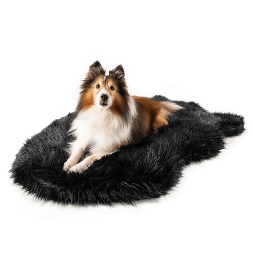 PupRug® Faux Fur Orthopedic Bed in Midnight Black