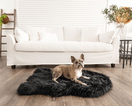 PupRug® Faux Fur Orthopedic Bed in Midnight Black