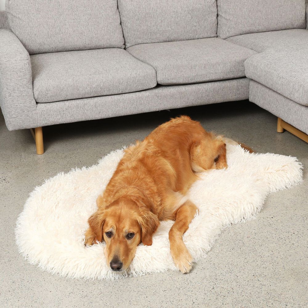 PupRug® Luxe Faux Fur Orthopedic Bed in Plush Sheep Ivory