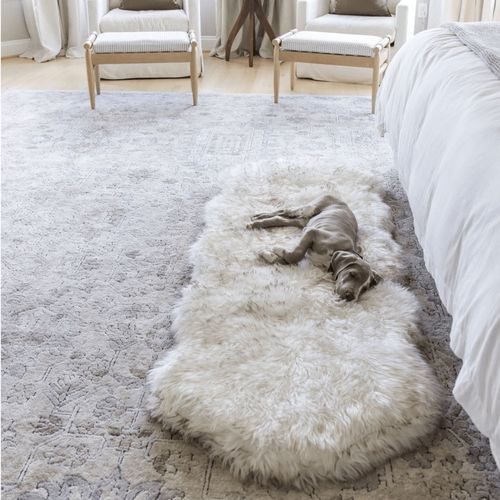 PupRug® Runner Memory Foam Bed in White with Brown Accents