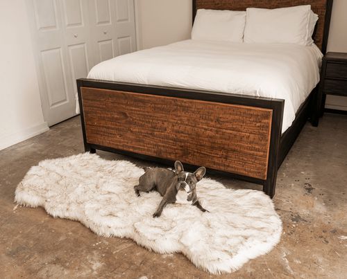 PupRug® Runner Memory Foam Bed in White with Brown Accents